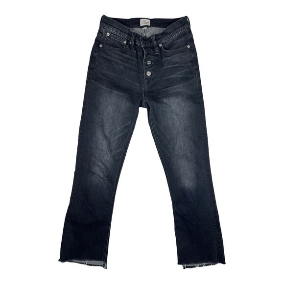 J. Crew Denim - J.CREW Women's Billie Demi Boot Crop Jeans Raw Hem Stretch Black Wash Sz 26